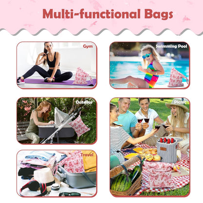 ALVA 2pcs Cloth Diaper Wet Dry Bags Waterproof Reusable with Two Zippered Pockets Travel Beach Pool Daycare Soiled Baby Items Yoga Gym Bag for Swimsuits or Wet Clothes L2629