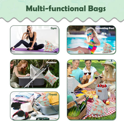 ALVA 2pcs Cloth Diaper Wet Dry Bags Waterproof Reusable with Two Zippered Pockets Travel Beach Pool Daycare Soiled Baby Items Yoga Gym Bag for Swimsuits or Wet Clothes L2629