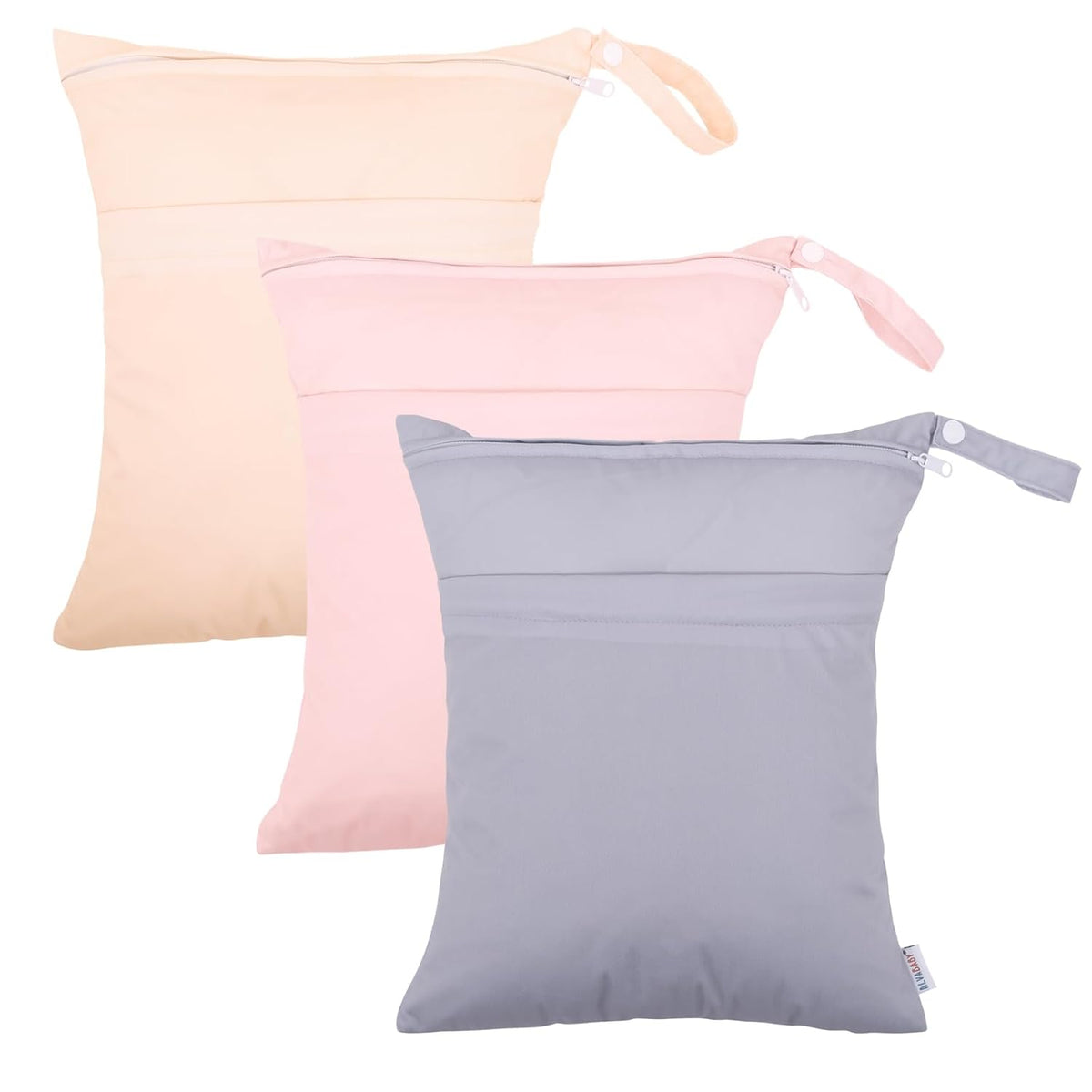 ALVA 2pcs Cloth Diaper Wet Dry Bags Waterproof Reusable with Two Zippered Pockets Travel Beach Pool Daycare Soiled Baby Items Yoga Gym Bag for Swimsuits or Wet Clothes L2629