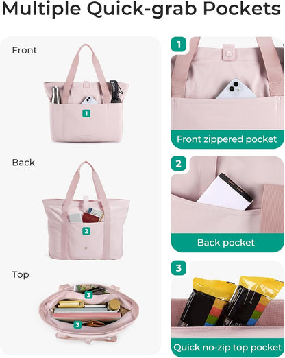 Tote Bag for Women, Foldable Tote Bag With Zipper Travel Shoulder Bag Handbag for Work