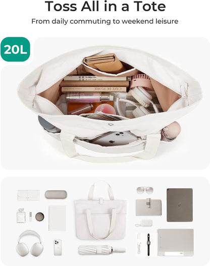 Tote Bag for Women, Foldable Tote Bag With Zipper Travel Shoulder Bag Handbag for Work