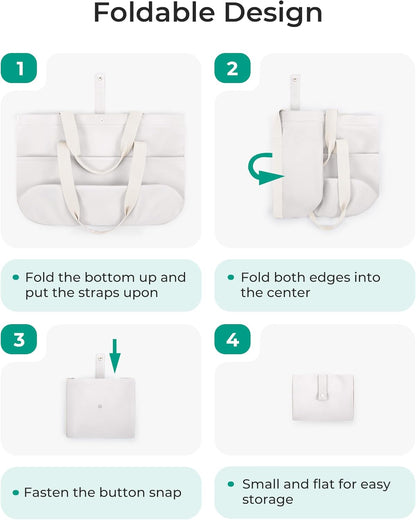 Tote Bag for Women, Foldable Tote Bag With Zipper Travel Shoulder Bag Handbag for Work
