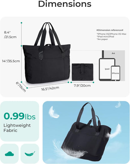 Tote Bag for Women, Foldable Tote Bag With Zipper Travel Shoulder Bag Handbag for Work