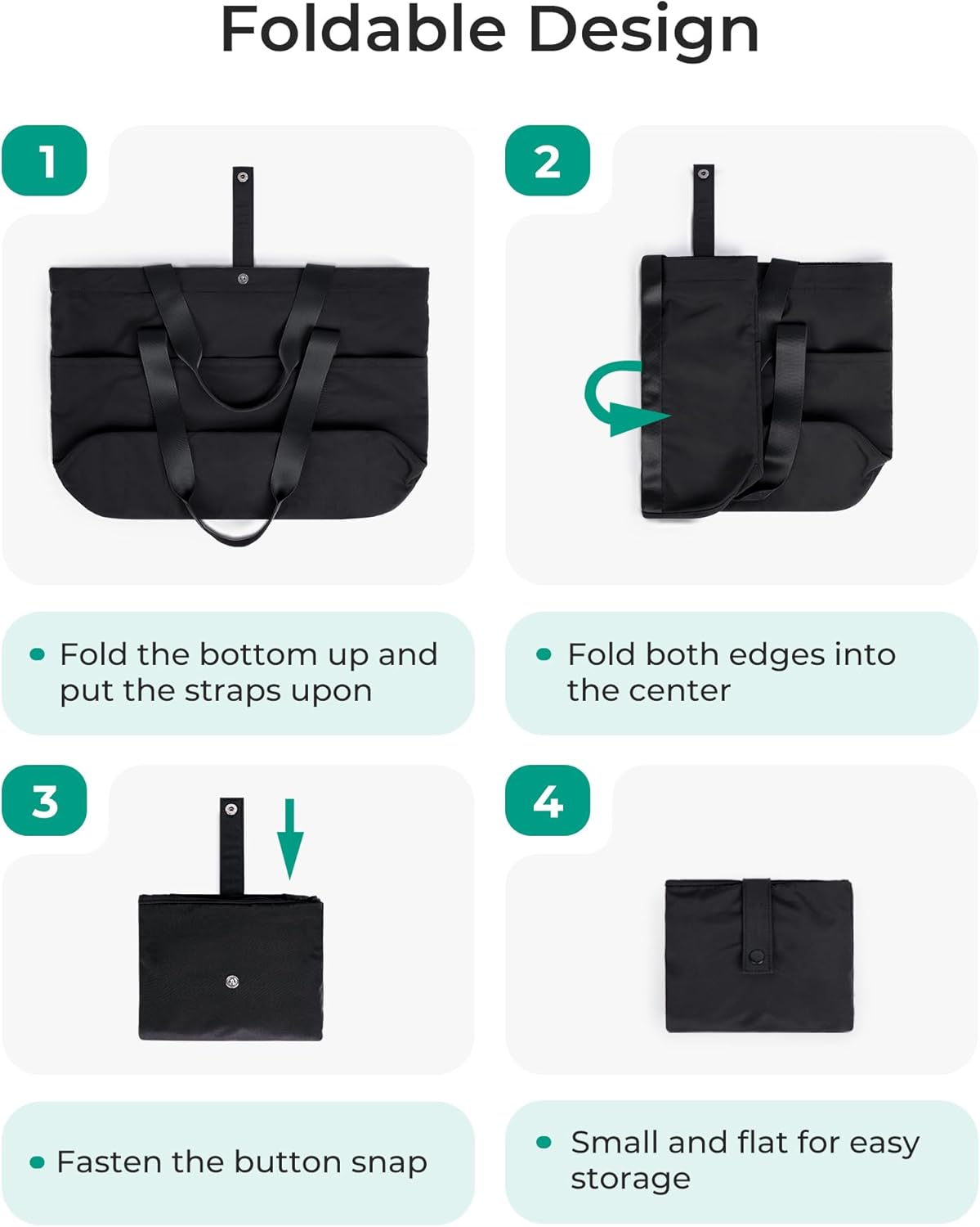 Tote Bag for Women, Foldable Tote Bag With Zipper Travel Shoulder Bag Handbag for Work