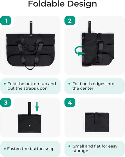 Tote Bag for Women, Foldable Tote Bag With Zipper Travel Shoulder Bag Handbag for Work