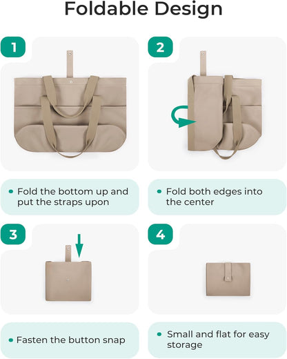 Tote Bag for Women, Foldable Tote Bag With Zipper Travel Shoulder Bag Handbag for Work