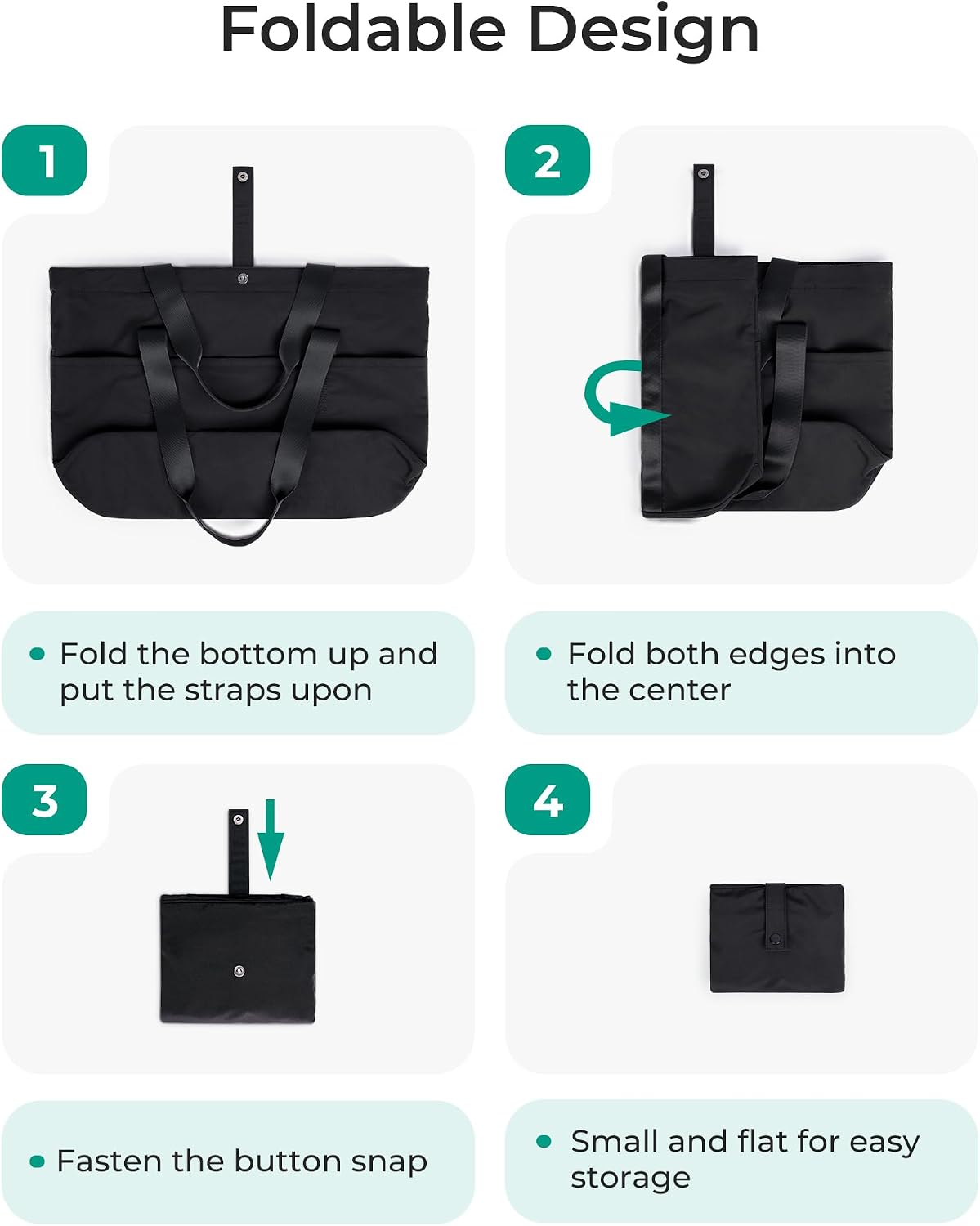 Tote Bag for Women, Foldable Tote Bag With Zipper Travel Shoulder Bag Handbag for Work