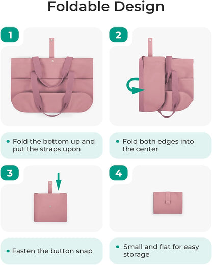 Tote Bag for Women, Foldable Tote Bag With Zipper Travel Shoulder Bag Handbag for Work