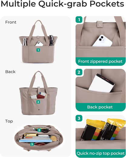 Tote Bag for Women, Foldable Tote Bag With Zipper Travel Shoulder Bag Handbag for Work