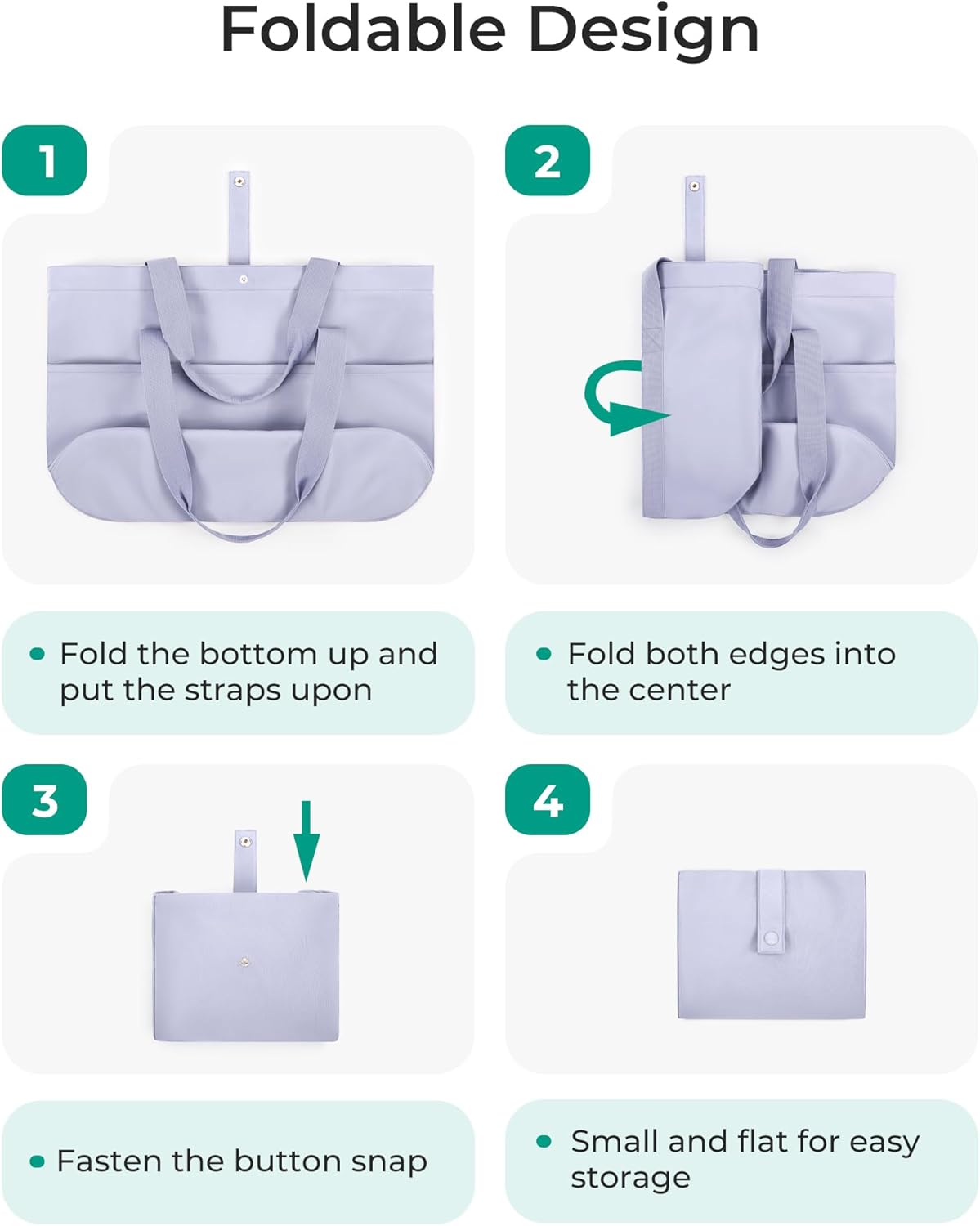 Tote Bag for Women, Foldable Tote Bag With Zipper Travel Shoulder Bag Handbag for Work
