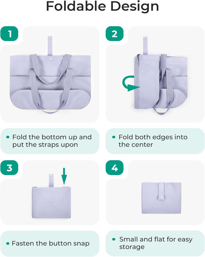 Tote Bag for Women, Foldable Tote Bag With Zipper Travel Shoulder Bag Handbag for Work