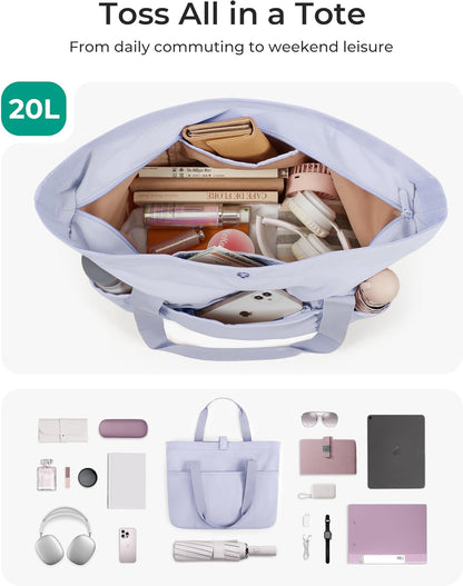 Tote Bag for Women, Foldable Tote Bag With Zipper Travel Shoulder Bag Handbag for Work