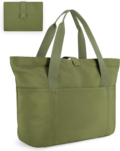 Tote Bag for Women, Foldable Tote Bag With Zipper Travel Shoulder Bag Handbag for Work