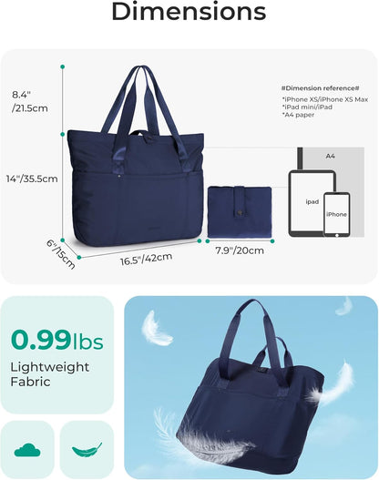 Tote Bag for Women, Foldable Tote Bag With Zipper Travel Shoulder Bag Handbag for Work