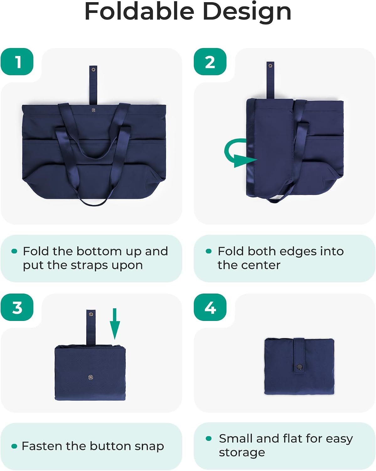 Tote Bag for Women, Foldable Tote Bag With Zipper Travel Shoulder Bag Handbag for Work