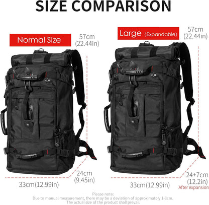 Large Capacity For Travel Hiking Sports Carry On Backpack Durable Convertible Duffle Bag Laptop airplane (black, 60L-Large)