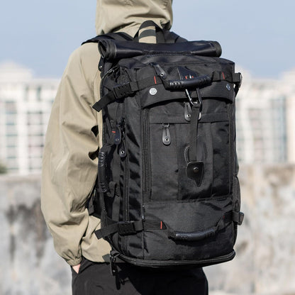 Large Capacity For Travel Hiking Sports Carry On Backpack Durable Convertible Duffle Bag Laptop airplane (black, 60L-Large)
