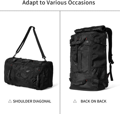Large Capacity For Travel Hiking Sports Carry On Backpack Durable Convertible Duffle Bag Laptop airplane (black, 60L-Large)