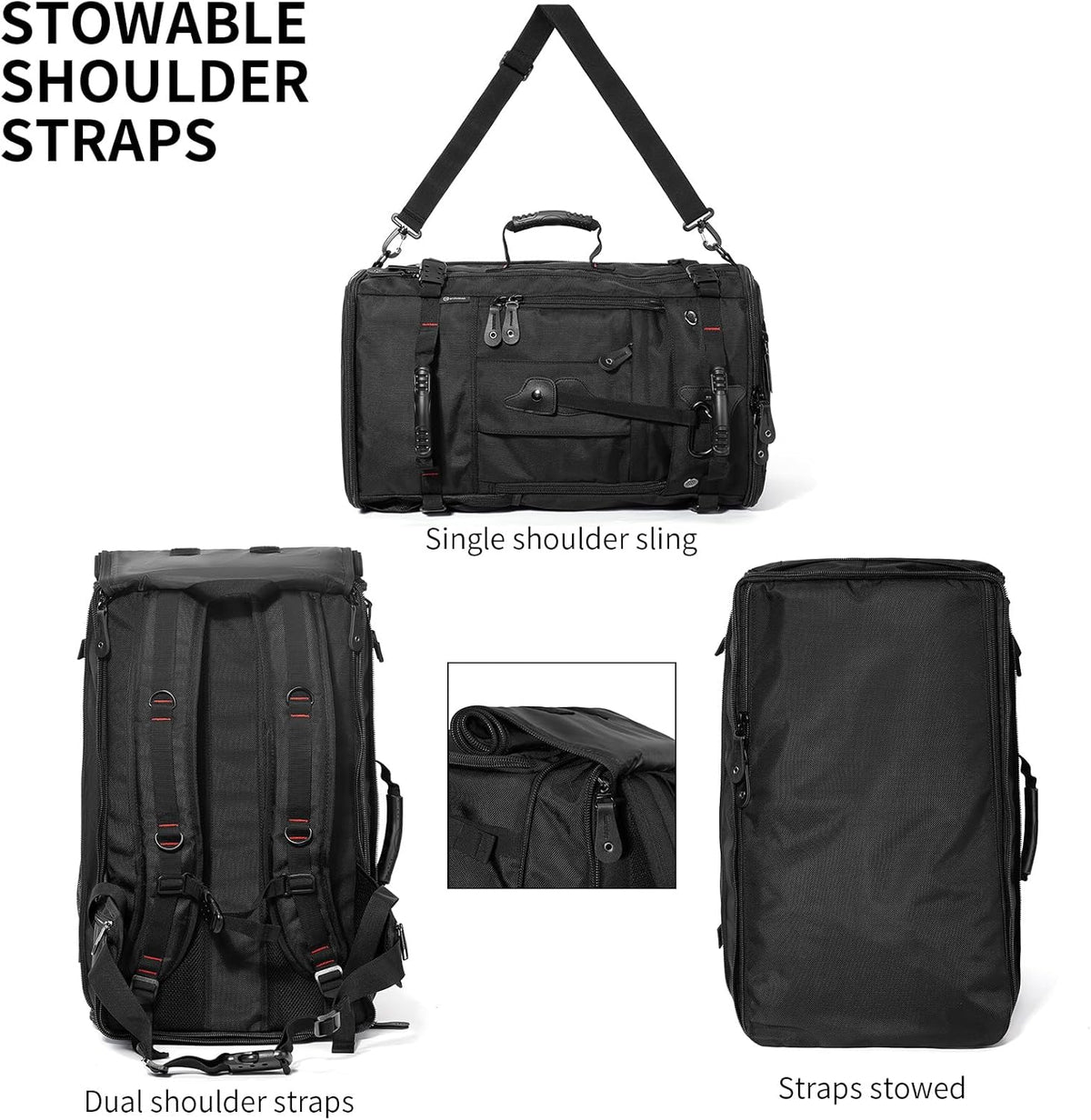 Large Capacity For Travel Hiking Sports Carry On Backpack Durable Convertible Duffle Bag Laptop airplane (black, 60L-Large)