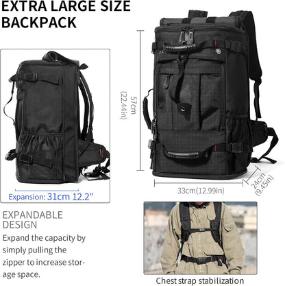 Large Capacity For Travel Hiking Sports Carry On Backpack Durable Convertible Duffle Bag Laptop airplane (black, 60L-Large)