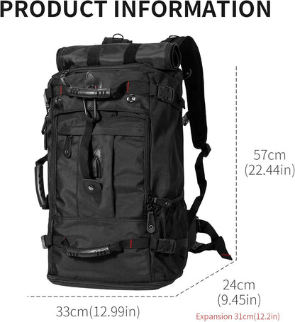 Large Capacity For Travel Hiking Sports Carry On Backpack Durable Convertible Duffle Bag Laptop airplane (black, 60L-Large)