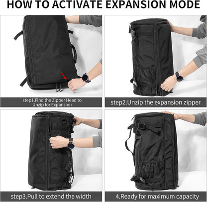 Large Capacity For Travel Hiking Sports Carry On Backpack Durable Convertible Duffle Bag Laptop airplane (black, 60L-Large)