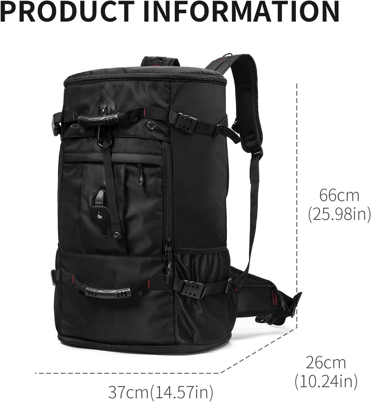 Large Capacity For Travel Hiking Sports Carry On Backpack Durable Convertible Duffle Bag Laptop airplane (black, 60L-Large)