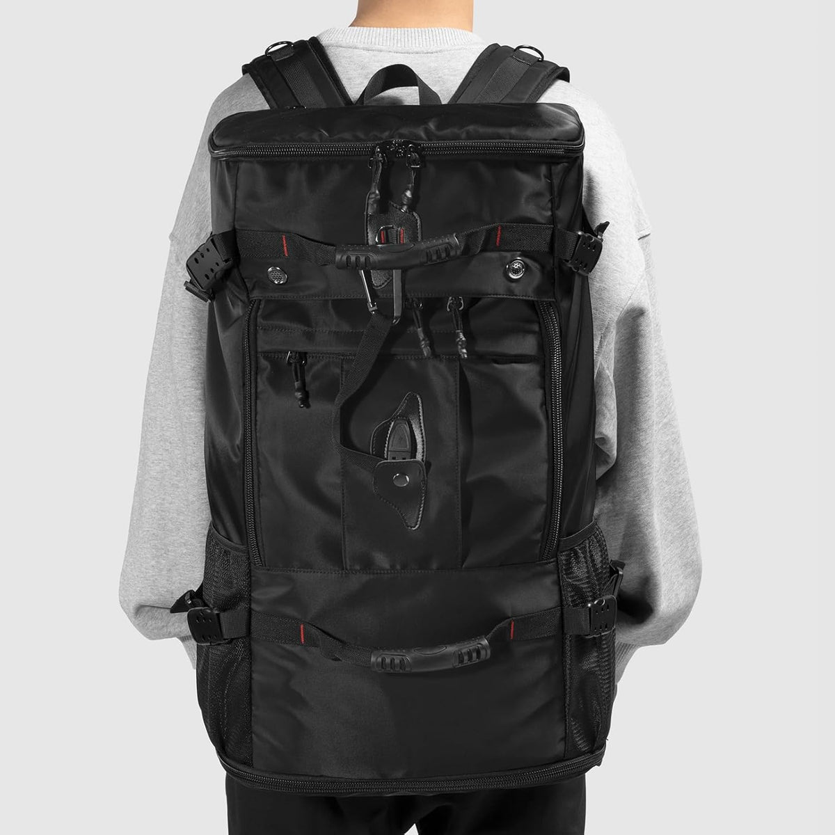 Large Capacity For Travel Hiking Sports Carry On Backpack Durable Convertible Duffle Bag Laptop airplane (black, 60L-Large)