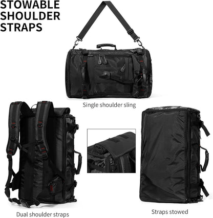 Large Capacity For Travel Hiking Sports Carry On Backpack Durable Convertible Duffle Bag Laptop airplane (black, 60L-Large)