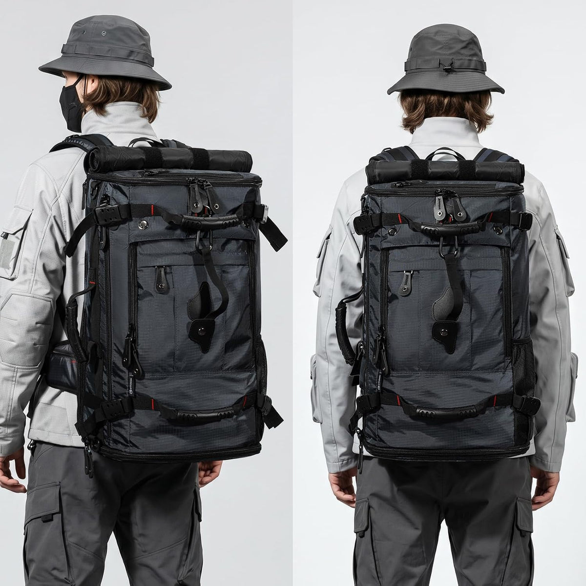 Large Capacity For Travel Hiking Sports Carry On Backpack Durable Convertible Duffle Bag Laptop airplane (black, 60L-Large)