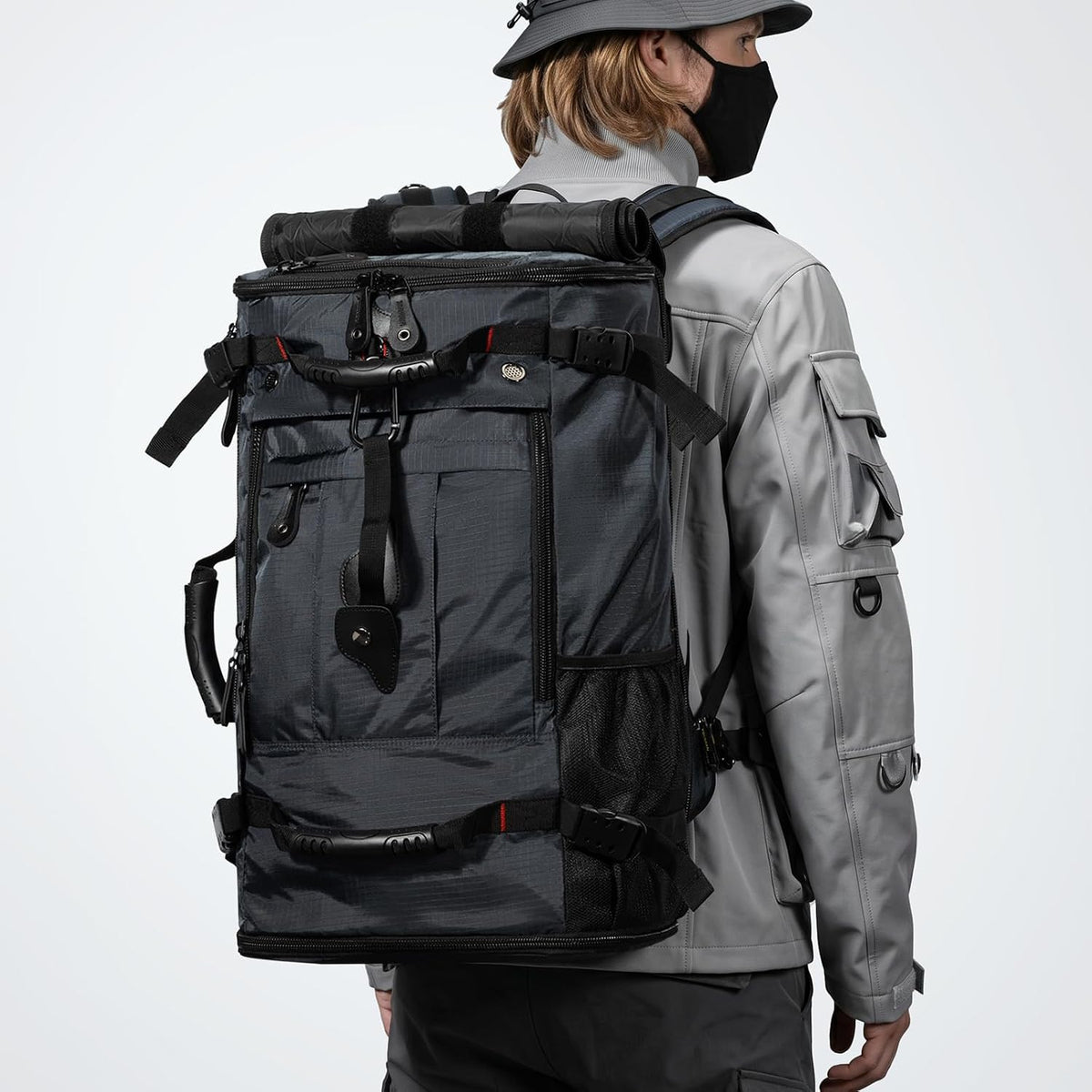 Large Capacity For Travel Hiking Sports Carry On Backpack Durable Convertible Duffle Bag Laptop airplane (black, 60L-Large)