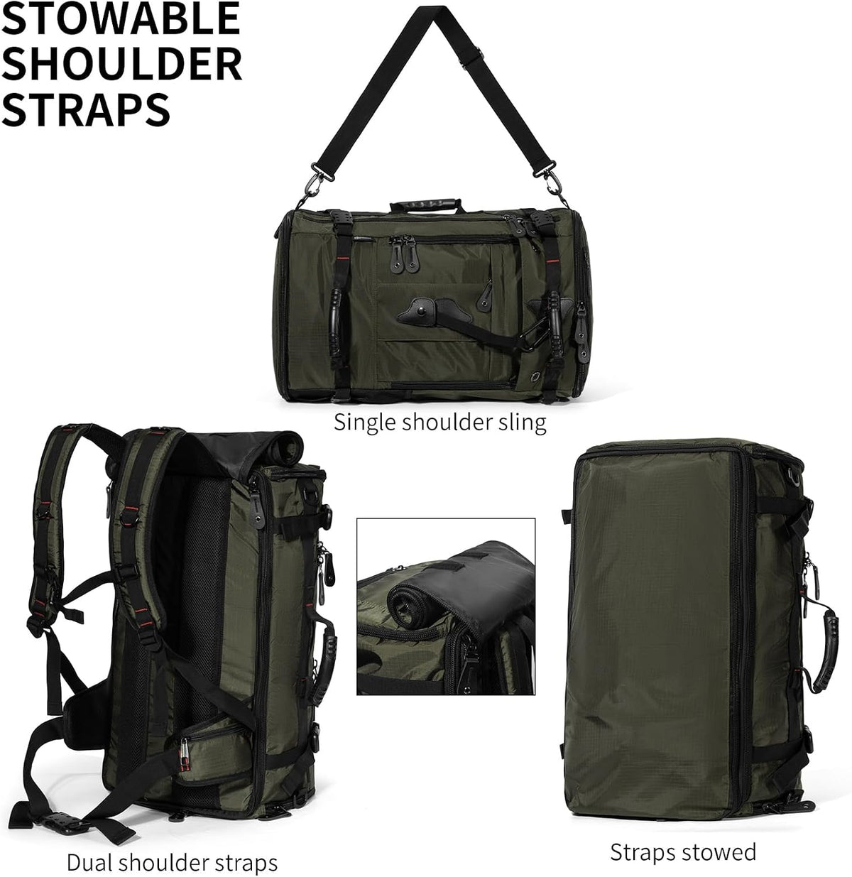 Large Capacity For Travel Hiking Sports Carry On Backpack Durable Convertible Duffle Bag Laptop airplane (black, 60L-Large)