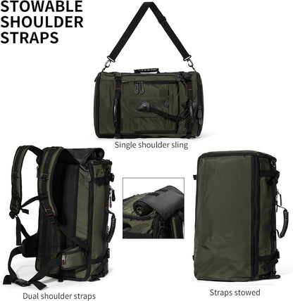 Large Capacity For Travel Hiking Sports Carry On Backpack Durable Convertible Duffle Bag Laptop airplane (black, 60L-Large)