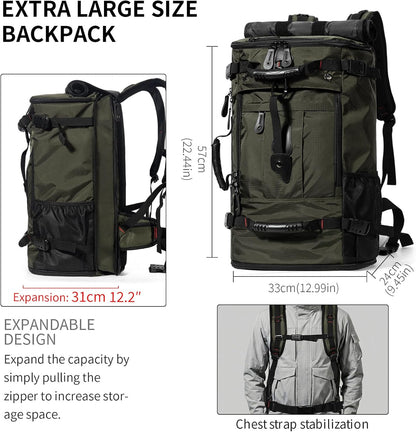 Large Capacity For Travel Hiking Sports Carry On Backpack Durable Convertible Duffle Bag Laptop airplane (black, 60L-Large)