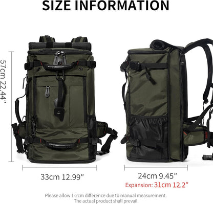 Large Capacity For Travel Hiking Sports Carry On Backpack Durable Convertible Duffle Bag Laptop airplane (black, 60L-Large)