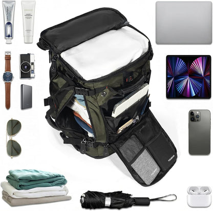 Large Capacity For Travel Hiking Sports Carry On Backpack Durable Convertible Duffle Bag Laptop airplane (black, 60L-Large)