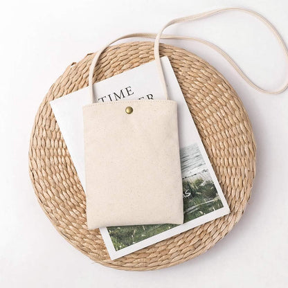 Pure Nylon Mobile Phone Bag Mini Cloth Bag ins Style Japanese Simple and Versatile Messenger Small Square Bag