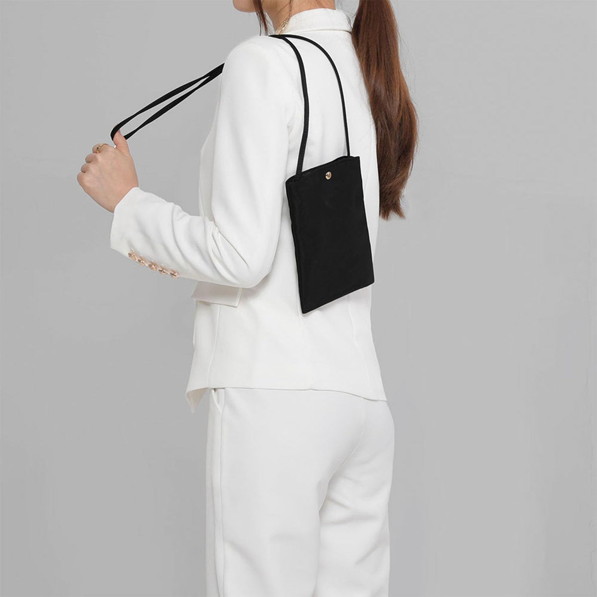 Pure Nylon Mobile Phone Bag Mini Cloth Bag ins Style Japanese Simple and Versatile Messenger Small Square Bag