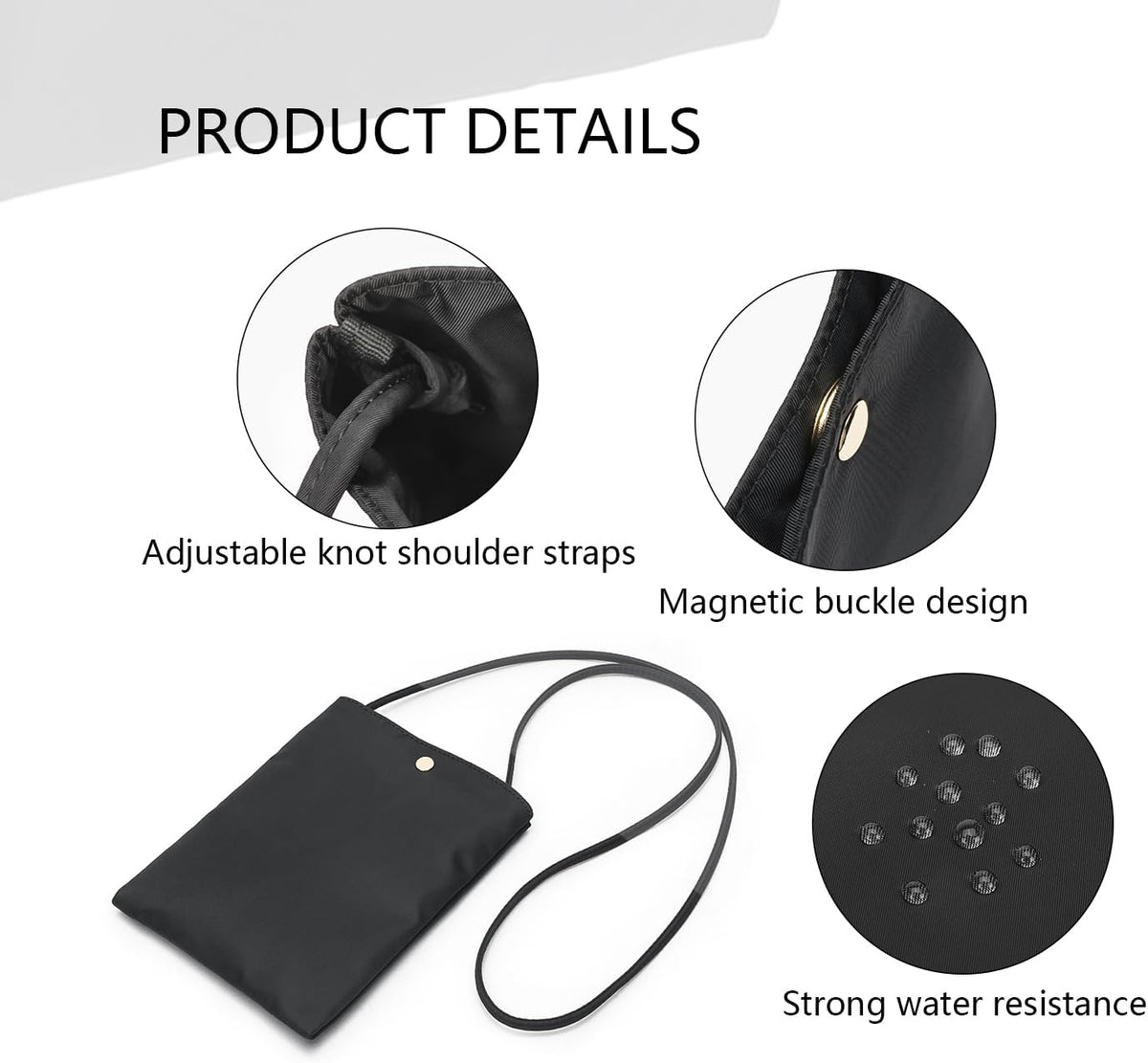 Pure Nylon Mobile Phone Bag Mini Cloth Bag ins Style Japanese Simple and Versatile Messenger Small Square Bag