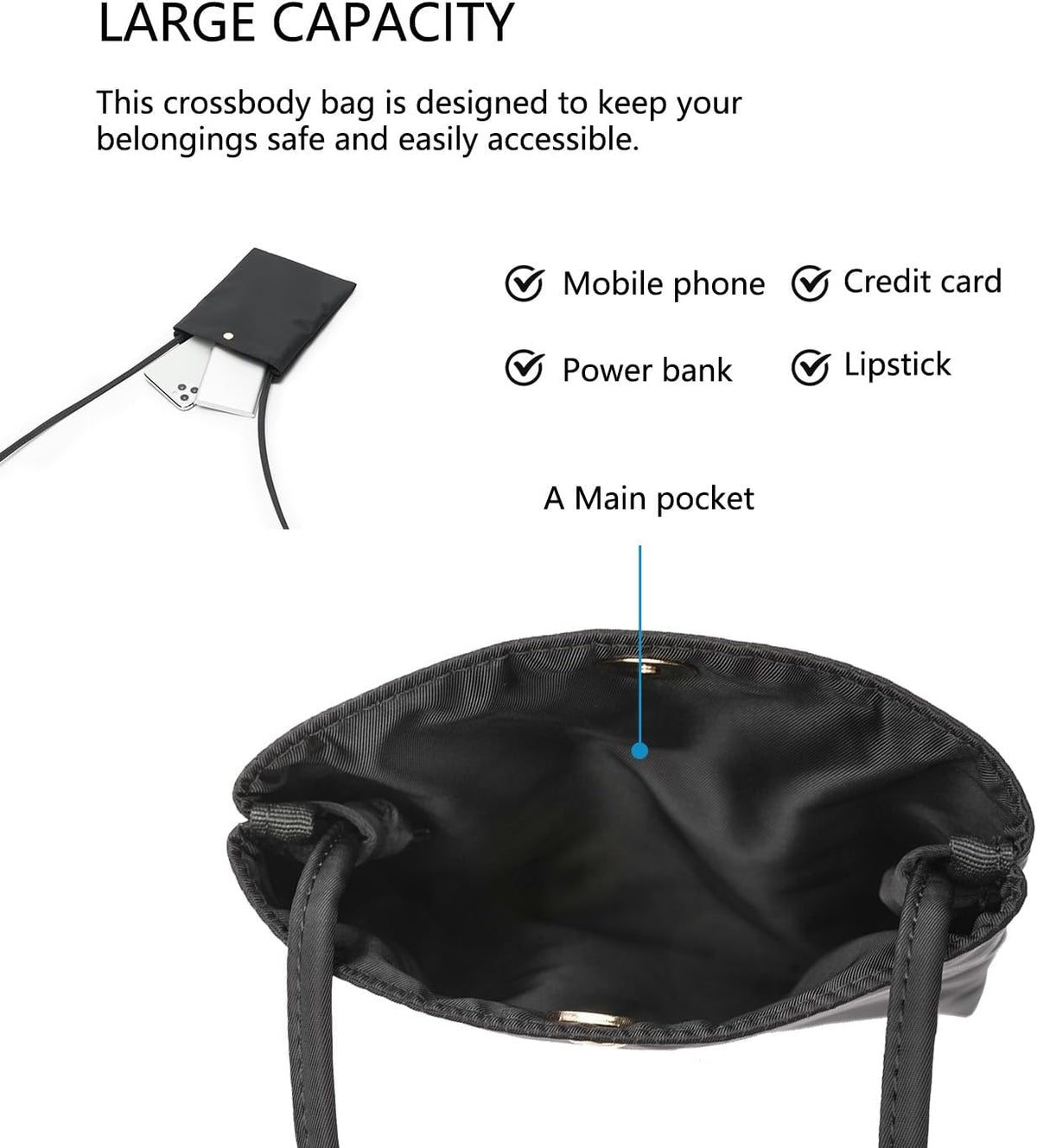 Pure Nylon Mobile Phone Bag Mini Cloth Bag ins Style Japanese Simple and Versatile Messenger Small Square Bag