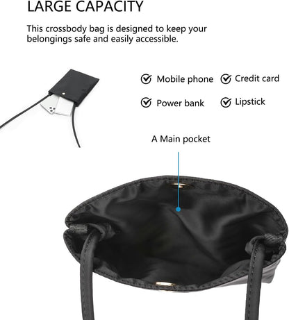 Pure Nylon Mobile Phone Bag Mini Cloth Bag ins Style Japanese Simple and Versatile Messenger Small Square Bag