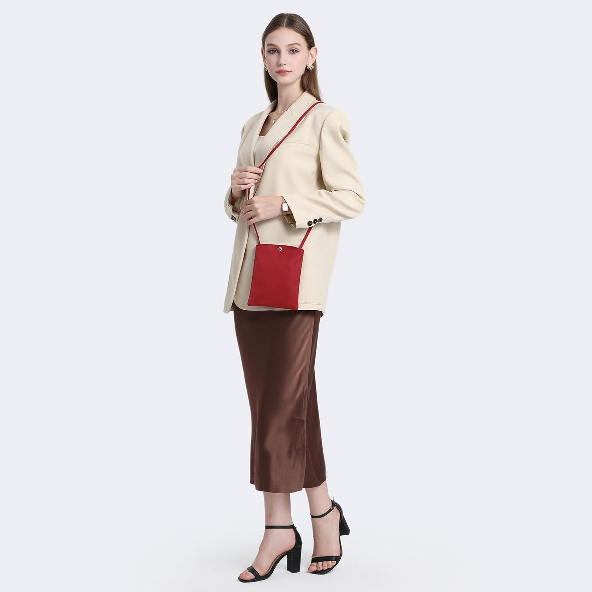 Pure Nylon Mobile Phone Bag Mini Cloth Bag ins Style Japanese Simple and Versatile Messenger Small Square Bag
