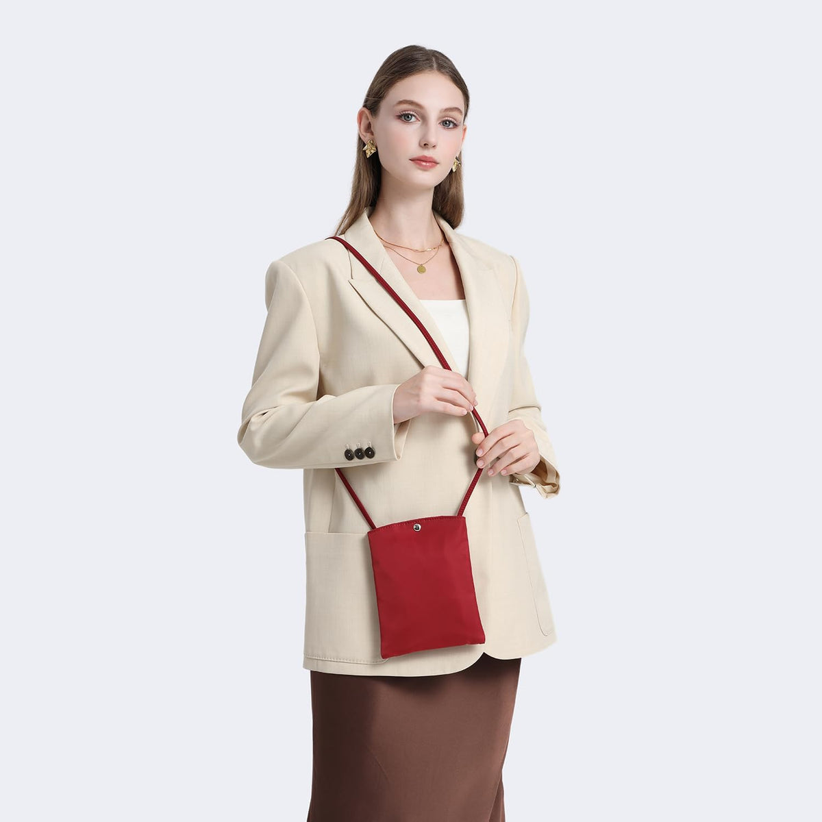 Pure Nylon Mobile Phone Bag Mini Cloth Bag ins Style Japanese Simple and Versatile Messenger Small Square Bag