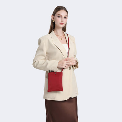 Pure Nylon Mobile Phone Bag Mini Cloth Bag ins Style Japanese Simple and Versatile Messenger Small Square Bag