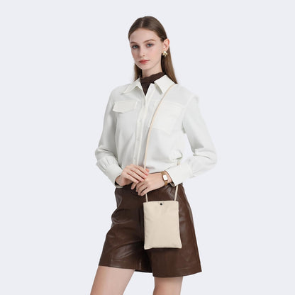 Pure Nylon Mobile Phone Bag Mini Cloth Bag ins Style Japanese Simple and Versatile Messenger Small Square Bag