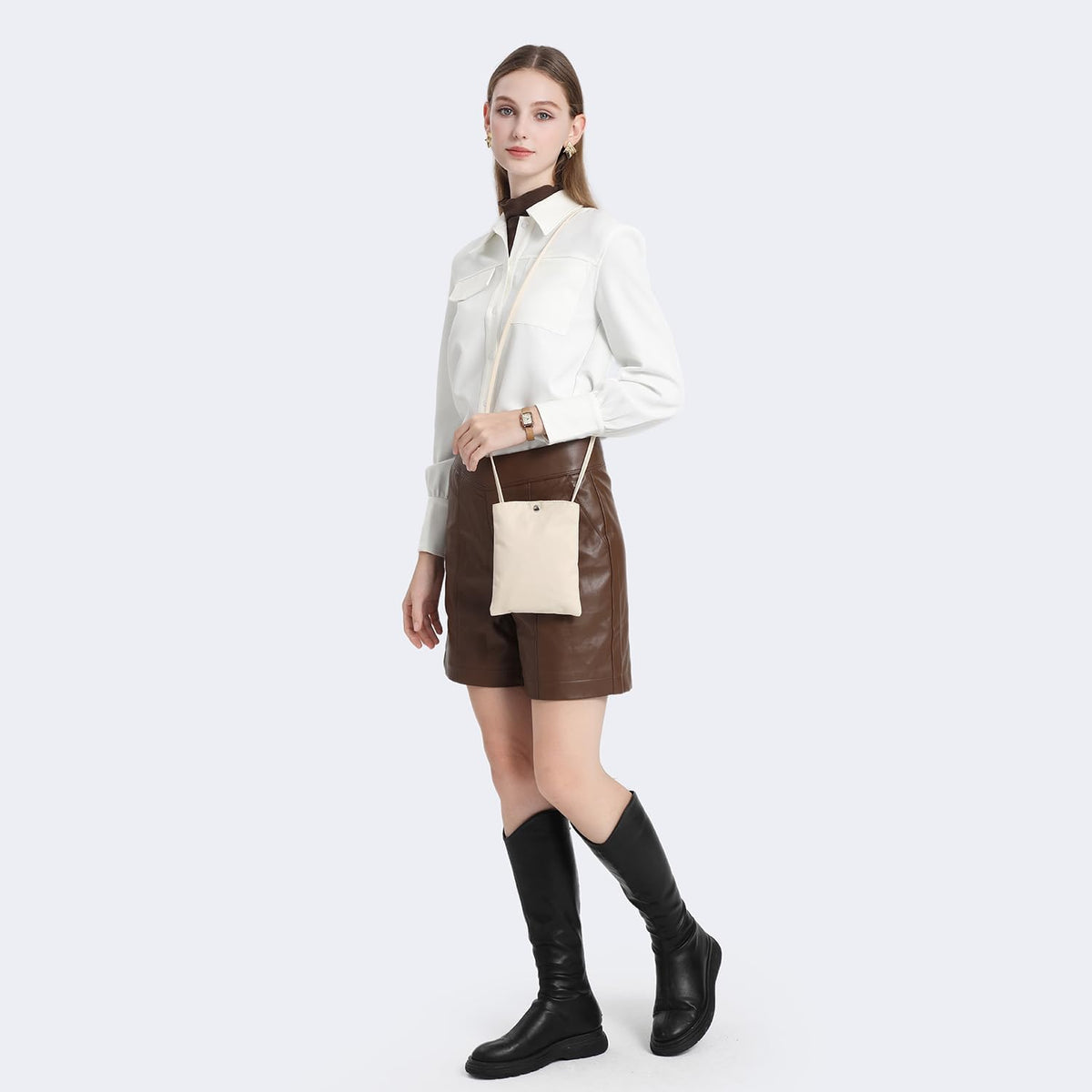 Pure Nylon Mobile Phone Bag Mini Cloth Bag ins Style Japanese Simple and Versatile Messenger Small Square Bag