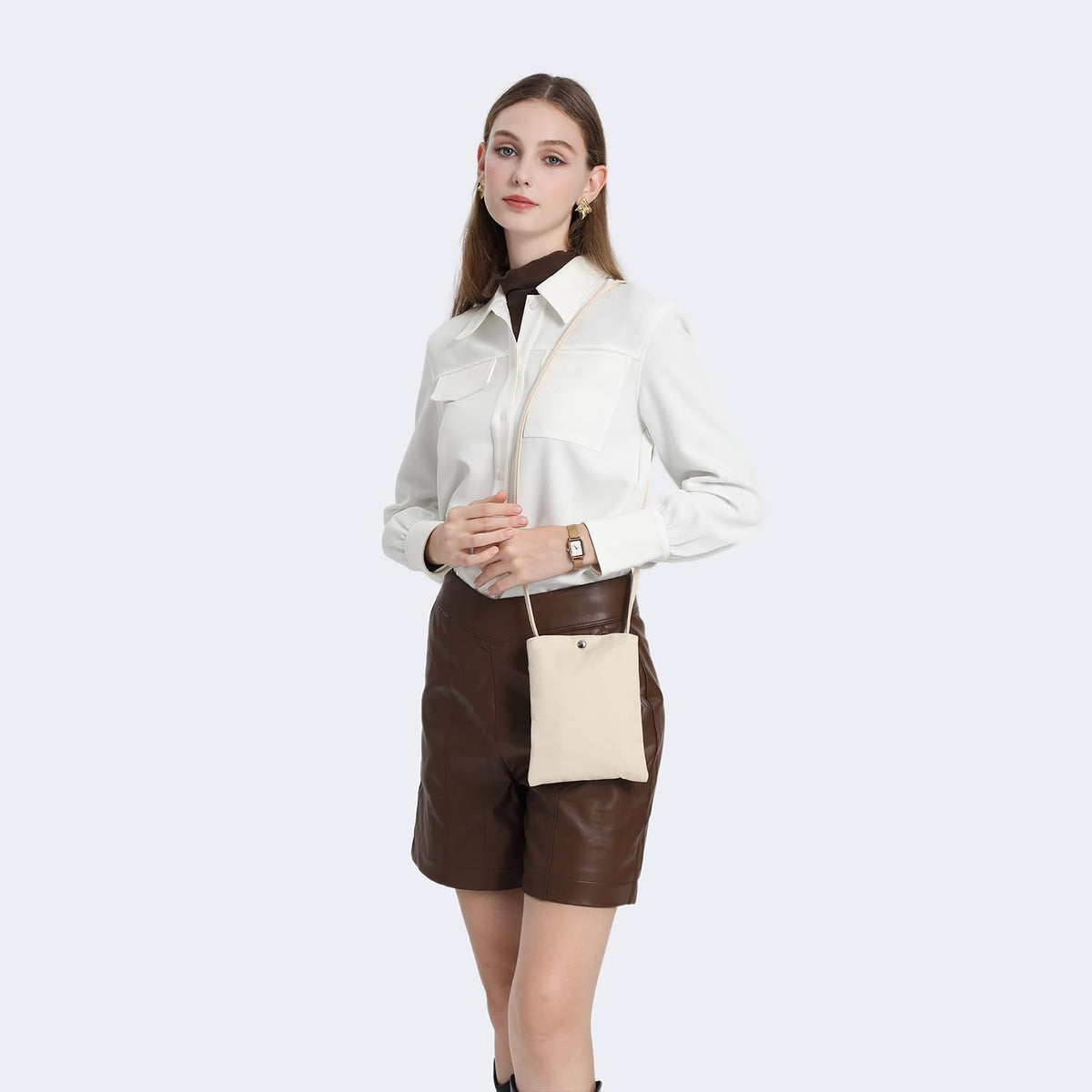 Pure Nylon Mobile Phone Bag Mini Cloth Bag ins Style Japanese Simple and Versatile Messenger Small Square Bag