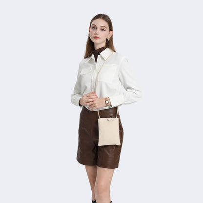 Pure Nylon Mobile Phone Bag Mini Cloth Bag ins Style Japanese Simple and Versatile Messenger Small Square Bag