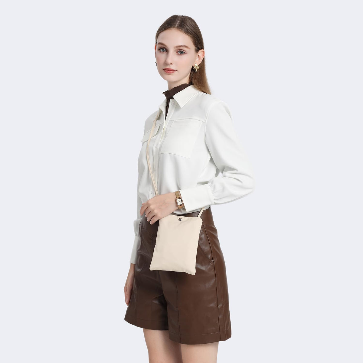 Pure Nylon Mobile Phone Bag Mini Cloth Bag ins Style Japanese Simple and Versatile Messenger Small Square Bag