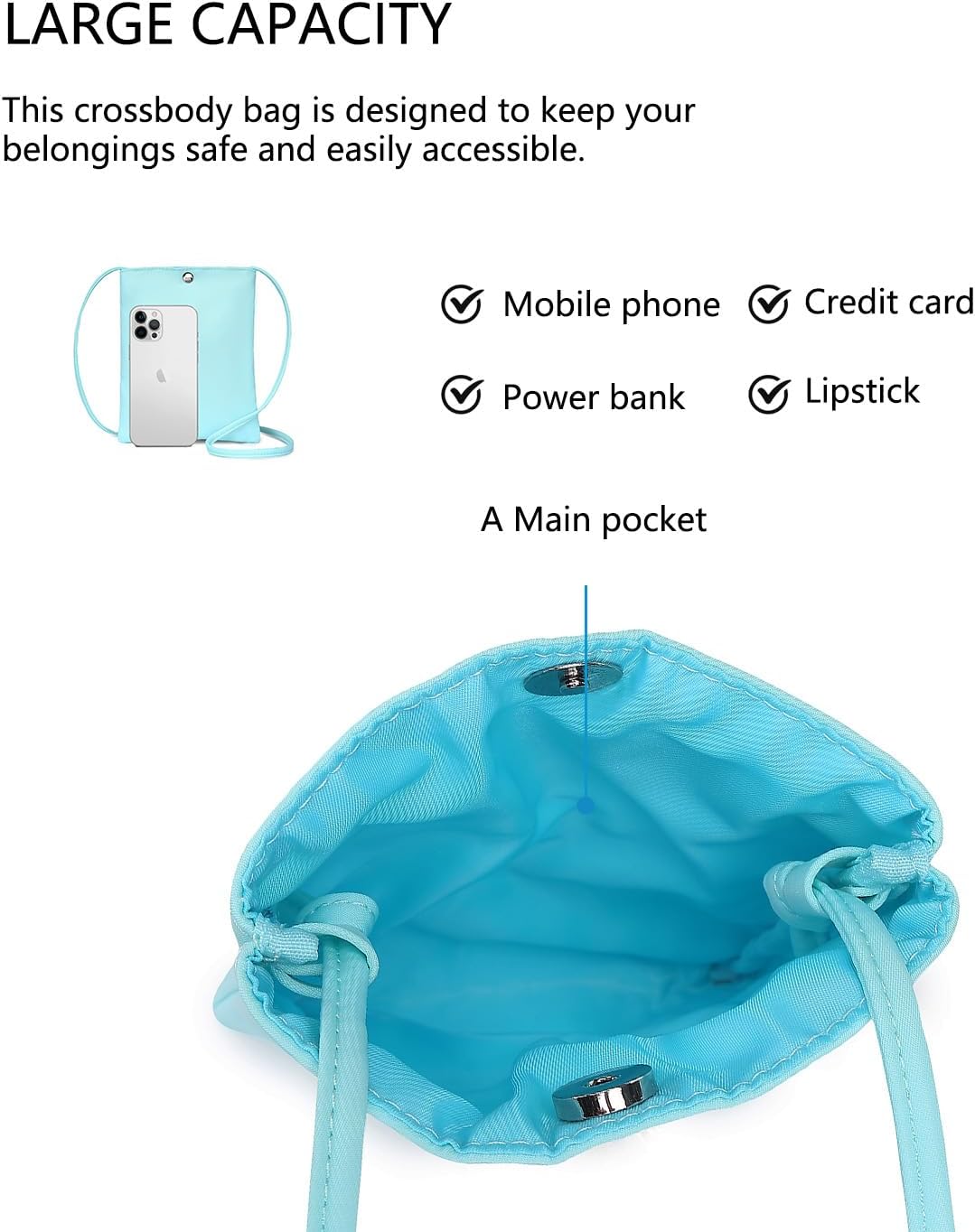 Pure Nylon Mobile Phone Bag Mini Cloth Bag ins Style Japanese Simple and Versatile Messenger Small Square Bag